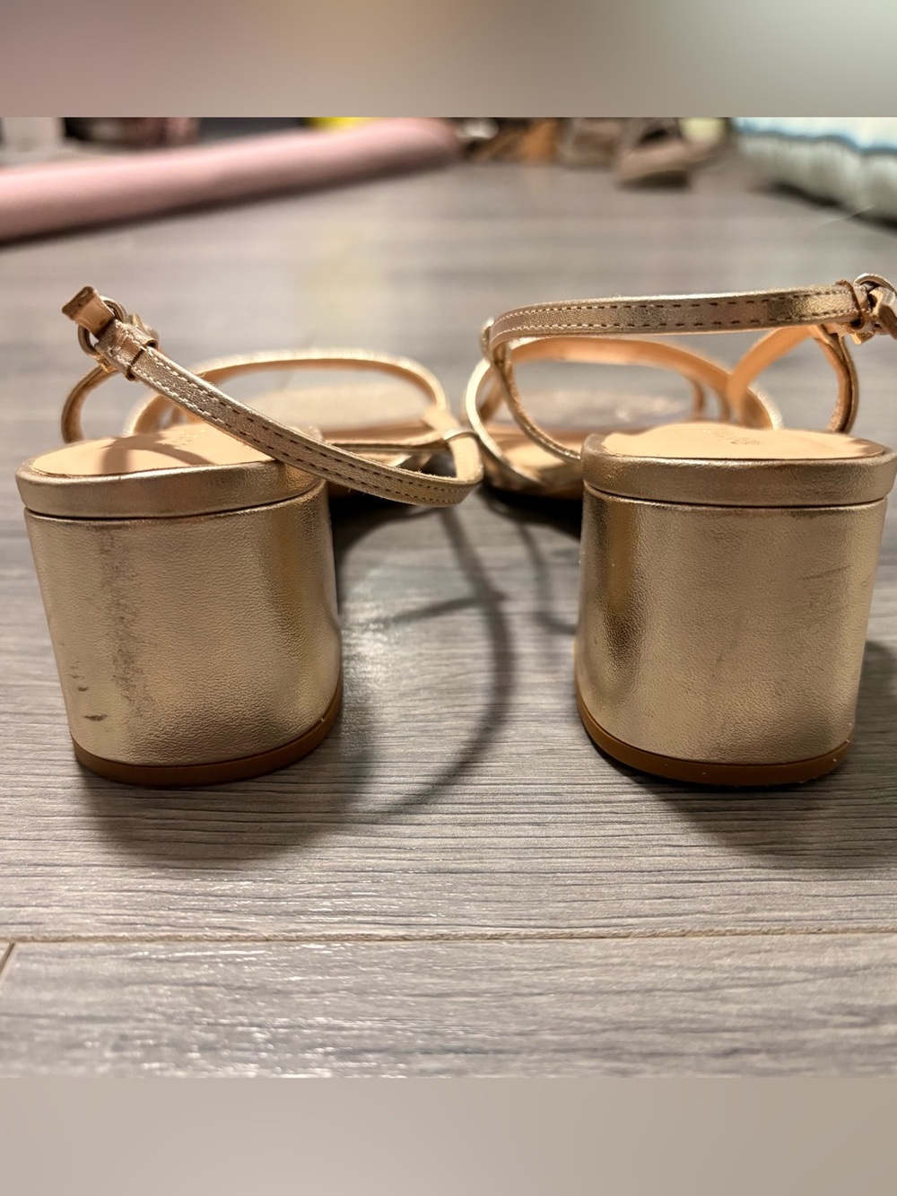 Reformation Metallic Gold Strappy Slingback Heels - Picture 7 of 7